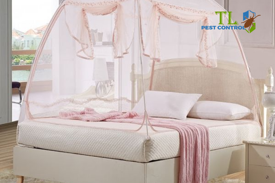 Mắc màn khi ngủ để tránh muỗi 